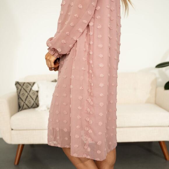 Indie & Co Gwen Dress Blush Size Small Flowy Peasant Sleeve Ruffle - Picture 11 of 16